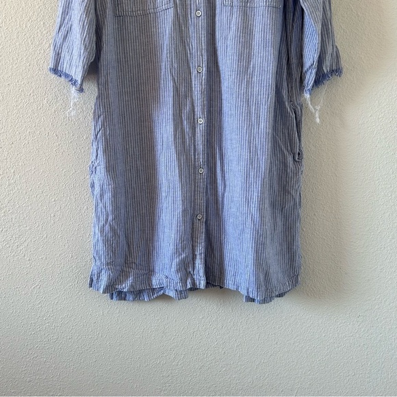 Old Navy Women’s Shift Dress XL Blue White Stripe Button Front Pockets Relax - Picture 2 of 12